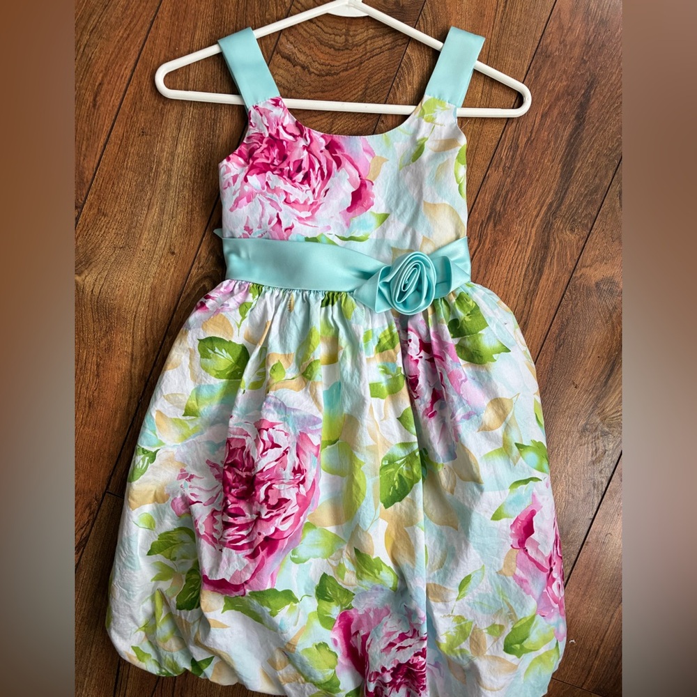 Bonnie Jean Pink and White Satin Dress